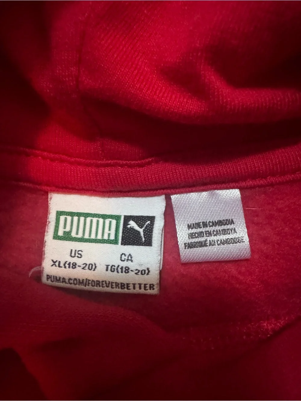 Youth Puma Red Pullover with Gold Label